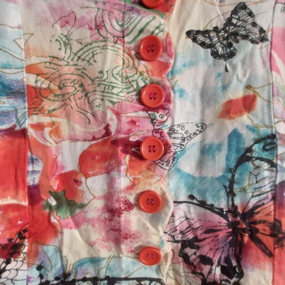 Shanak women's jacket size S, decoration with butterfly, sequins,Paisley, Button - Picture 9 of 12